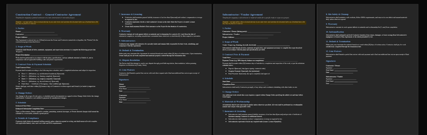 Saved product preview: 03 — Contractor + vendor templates